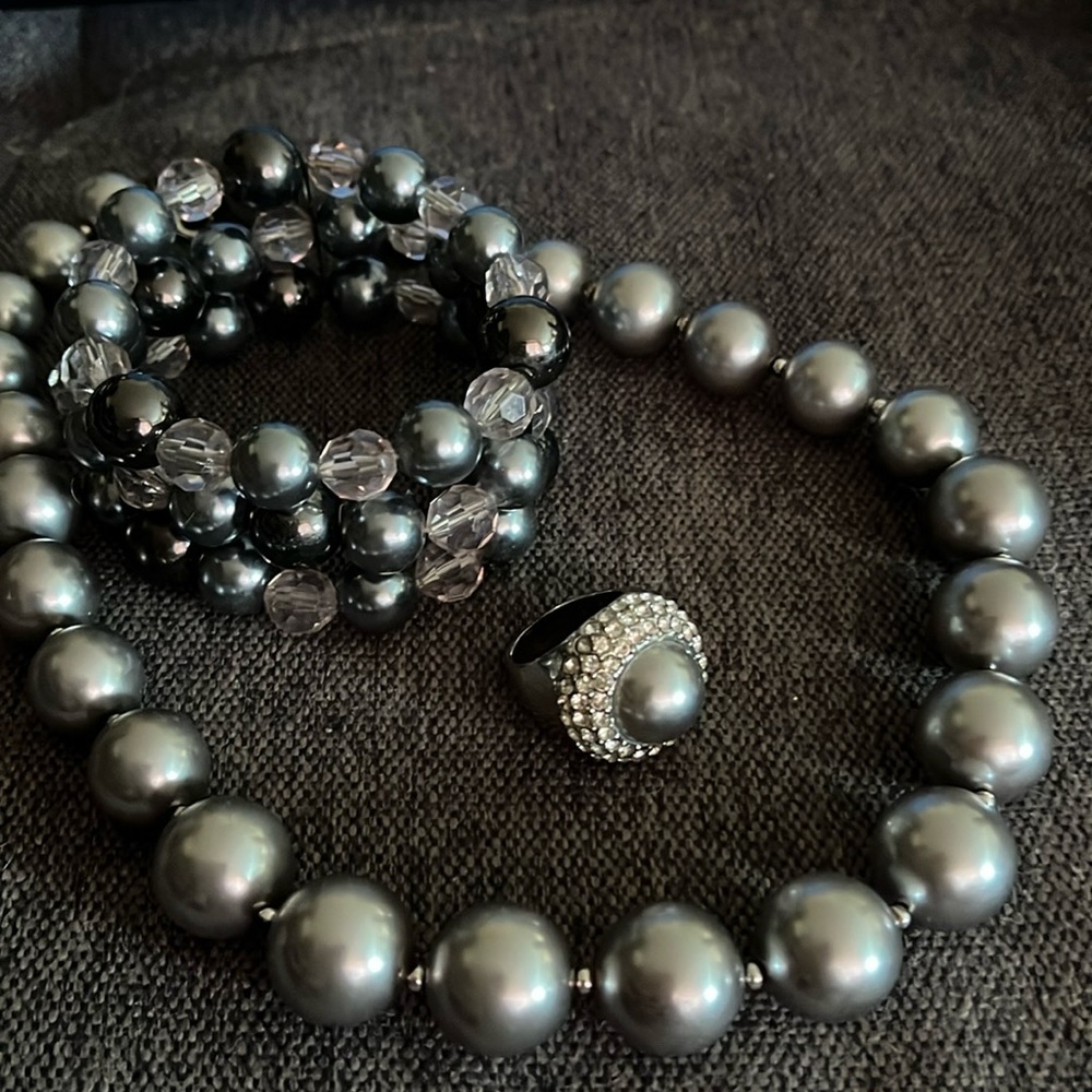 Grey Faux Pearl Set